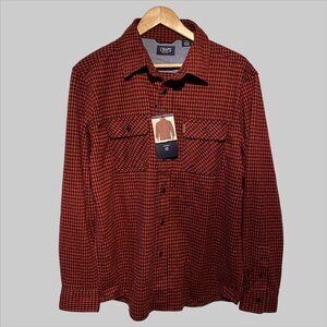 New w/ Tag Men's Chaps Lakeland Flannel Shirt‎ Red & Black Size Medium w/Stretch